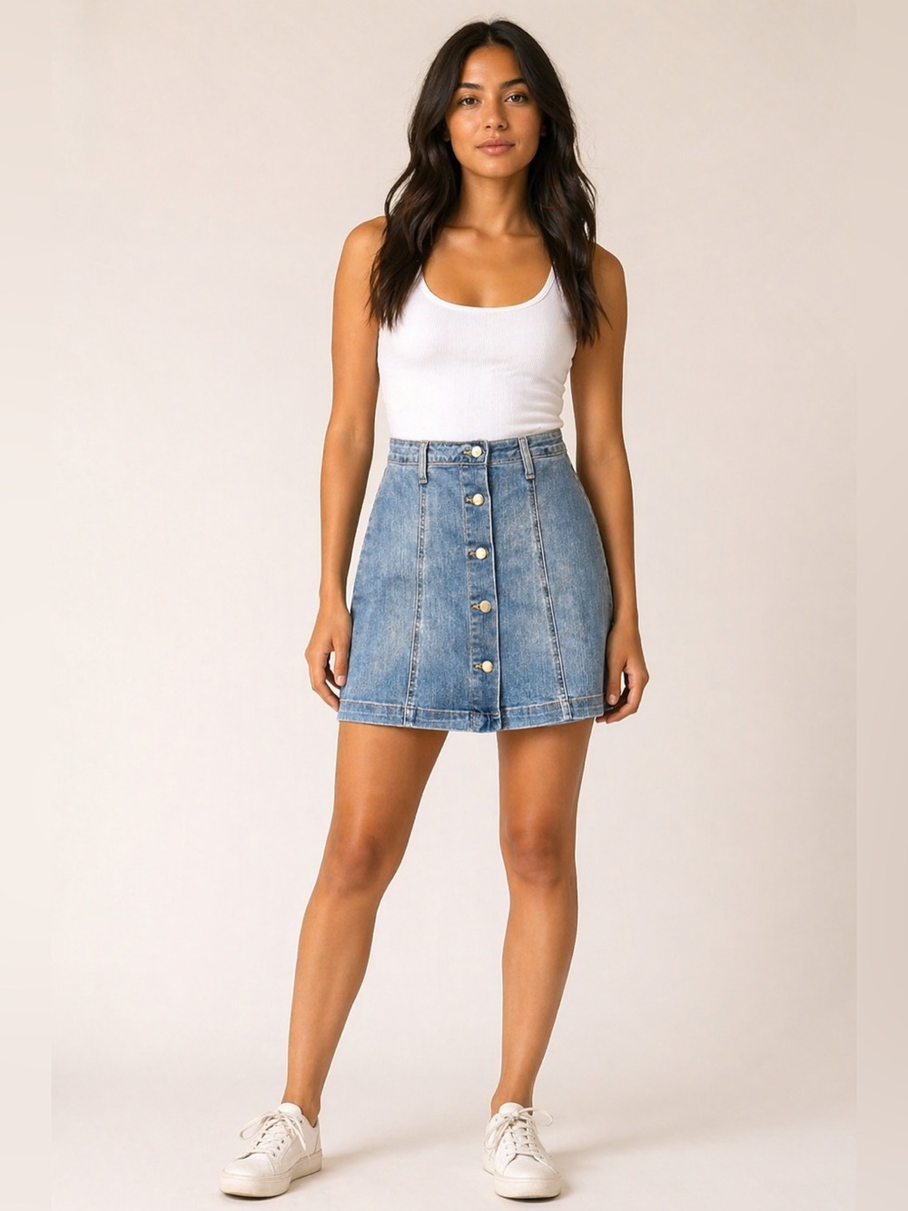 Just Black Denim Mini Skirt XS Button Front High Rise Light Wash Stretch Y2K
